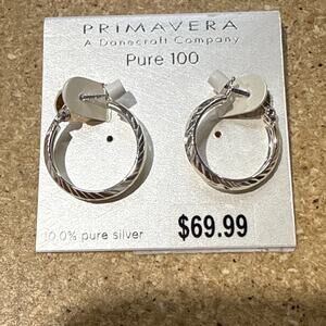 Primavera Dancecraft Pure 100 Silver Hoop Earrings Faceted w Receipt 2017